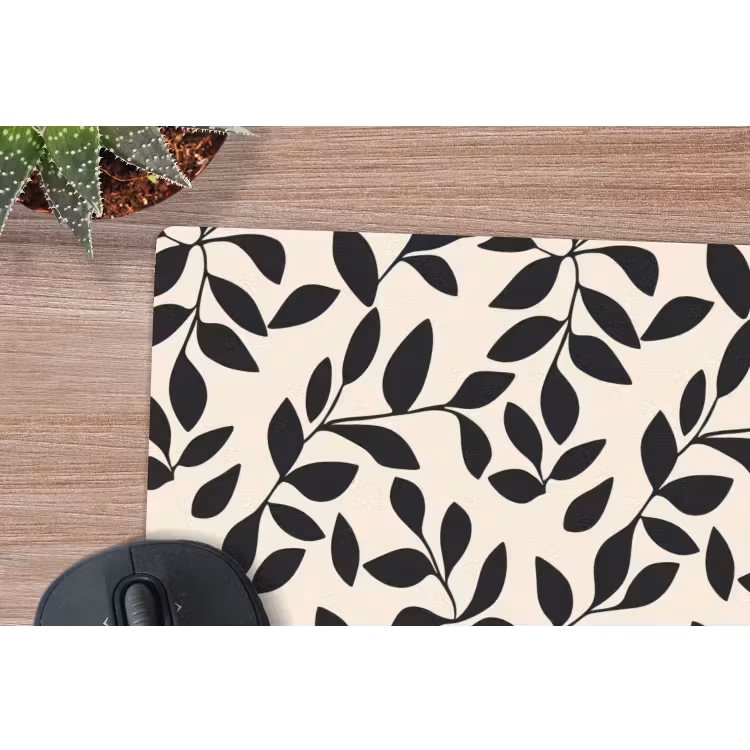Elegant - Patroon - Zwart - Beige muismat rubber klein 262 -closeup