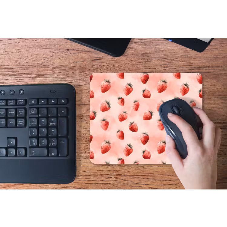 Aardbei - Patroon - Roze muismat rubber klein 262 -toetsenbord
