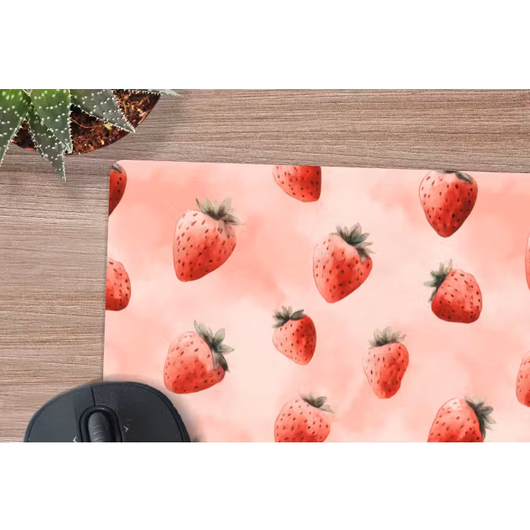 Aardbei - Patroon - Roze muismat rubber klein 262 -closeup