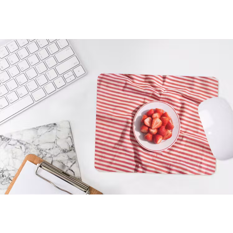Eten - Aardbeien - Fruit - Zomer - Rood muismat rubber klein -witbureau