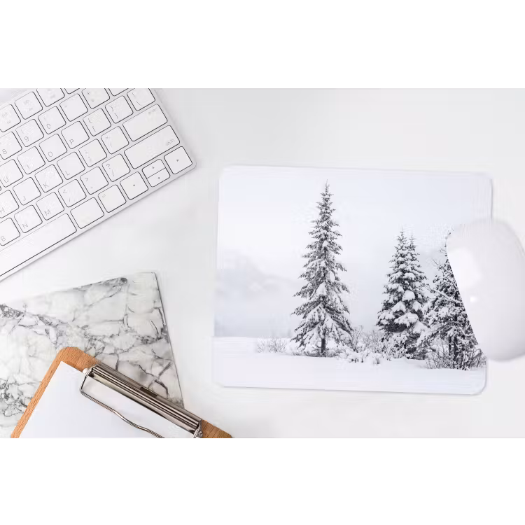 Fijnsparren - Sneeuw - Winter - Landschap - Stilte muismat rubber klein -witbureau