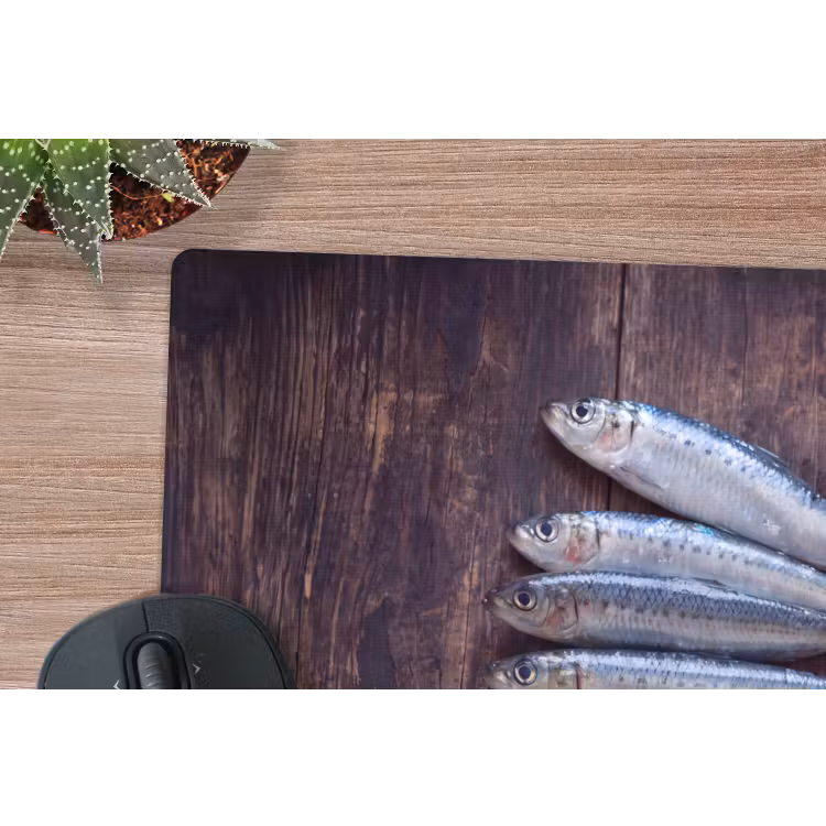 Mauspad - Fisch – Holz – Essen - Vis - Hout - Eten muismat rubber klein