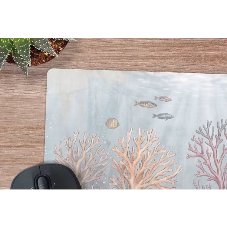 Vis - Koraal - Oceaan - Illustratie - Onderwater muismat rubber klein -closeup