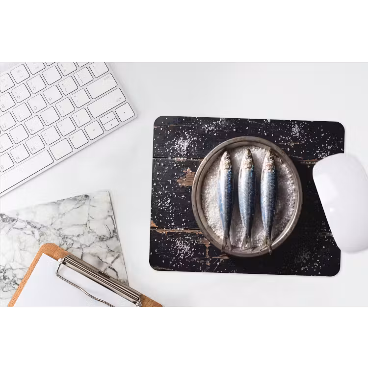 Mauspad - Fisch – Salz – Essen - Vis - Zout - Eten muismat rubber klein