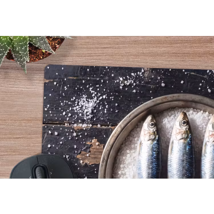 Mauspad - Fisch – Salz – Essen - Vis - Zout - Eten muismat rubber klein