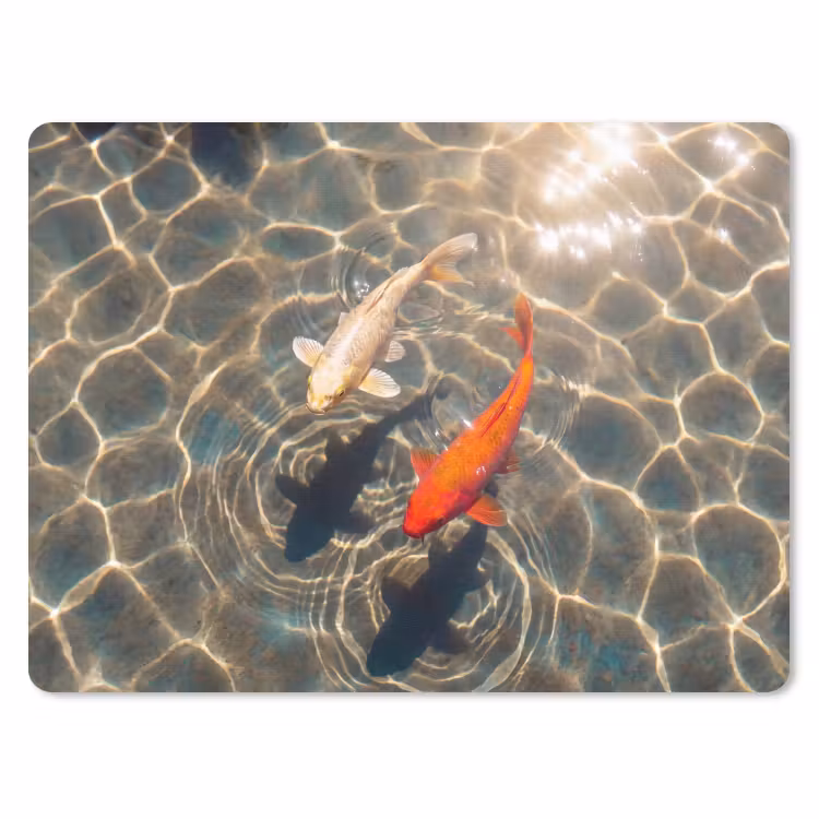 Vis - Water - Dieren - Oranje - Goud muismat rubber klein -3d