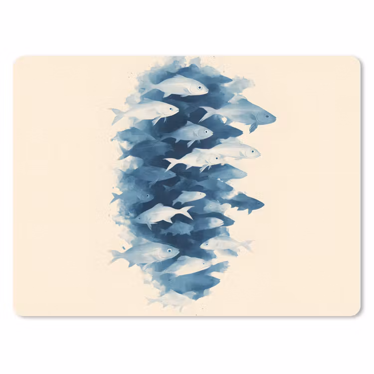 Vissen - Minimalistisch - Blauw muismat rubber klein -3d
