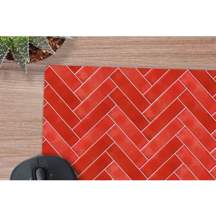 Visgraat - Tegel - Rood muismat rubber klein 262 -closeup