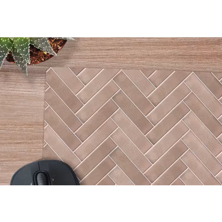 Visgraat - Wandtegel - Oudroze - Terracotta muismat rubber klein 262 -closeup