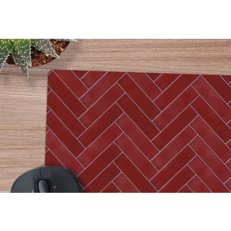 Visgraat - Wandtegel - Bordeaux - Rood muismat rubber klein 262 -closeup