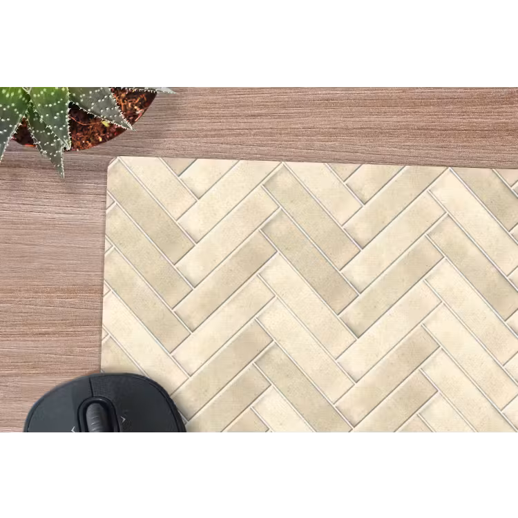 Visgraat - Wandtegel - Licht Beige muismat rubber klein 262 -closeup