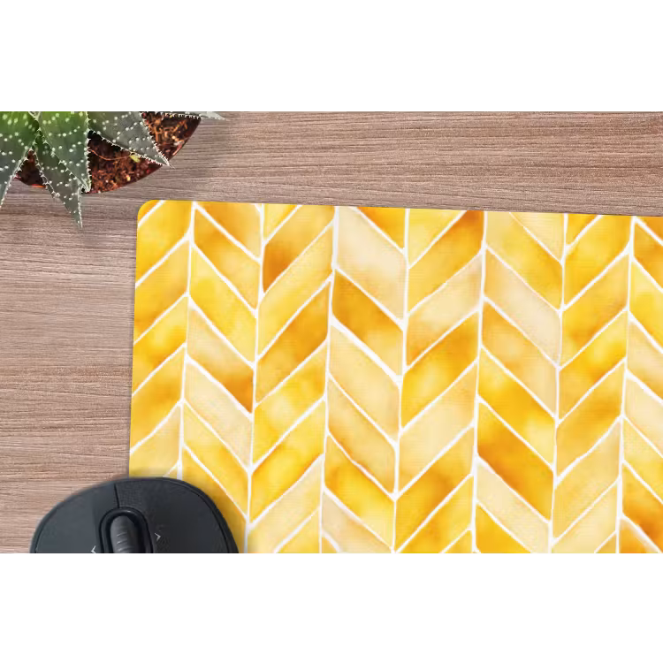 Visgraat - Aquarel - Patronen - Goudgeel muismat rubber klein 262 -closeup
