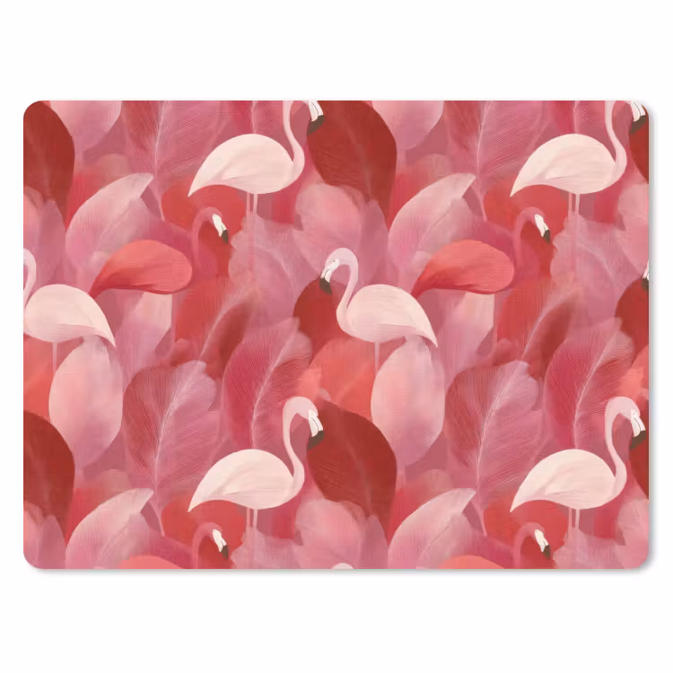 Flamingo - Botanisch - Elegant - Roze - Rood muismat rubber klein 262 -3d