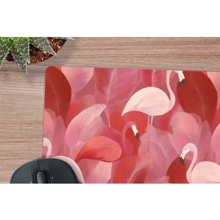 Flamingo - Botanisch - Elegant - Roze - Rood muismat rubber klein 262 -closeup