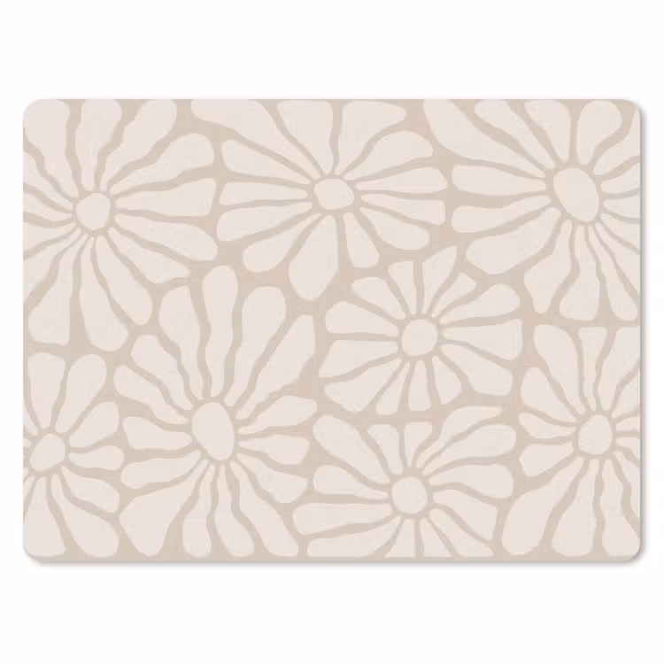 Bloemen - Print - Beige - Bruin - Minimalistisch muismat rubber klein -3d