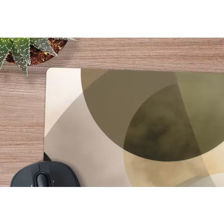 Vlakken - Abstract - Beige - Cirkels muismat rubber klein -closeup