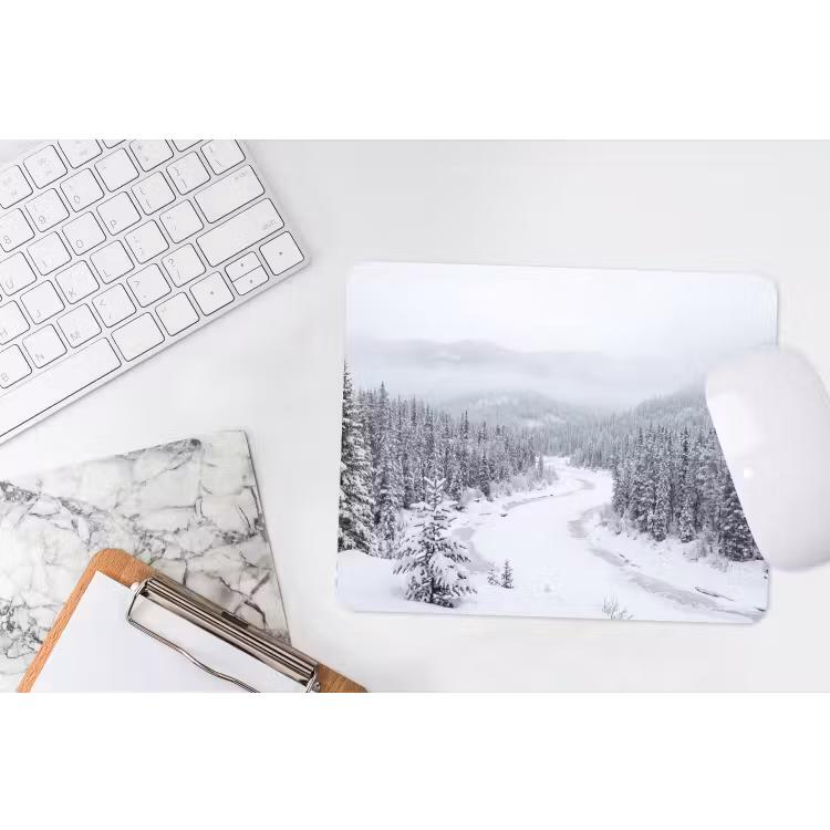 Rivier - Bevroren - Landschap - Winter muismat rubber klein -witbureau