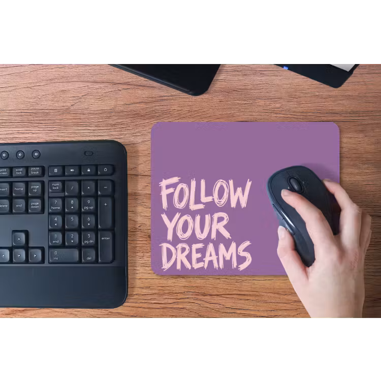 Follow your dreams - Paars - Penseeltextuur muismat rubber klein -toetsenbord