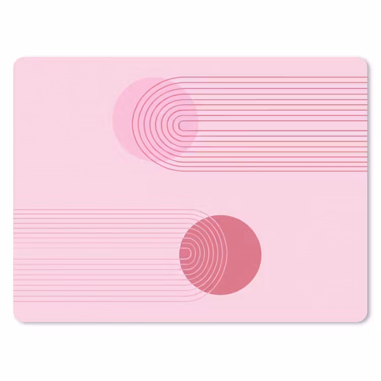 Vormen - Lijnen - Minimalistisch - Roze muismat rubber klein -3d