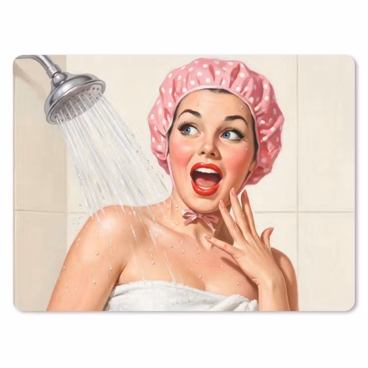 Vrouw - Douche - Roze muismat rubber klein -3d