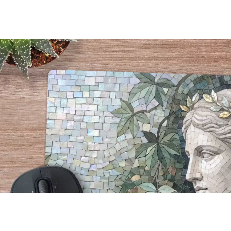 Vrouw - Klassiek - Mozaiëk - Natuur - Groen muismat rubber klein -closeup