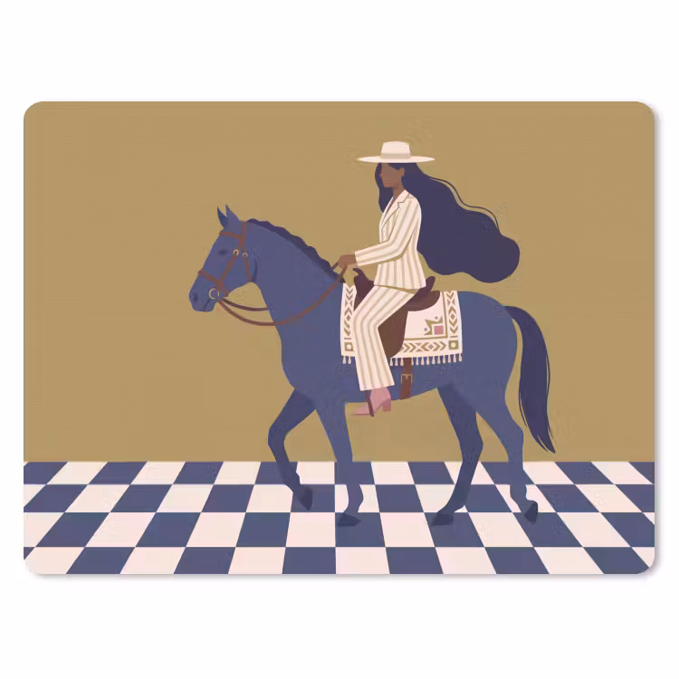 Vrouw - Paard - Rijden - Modern - Abstract muismat rubber klein -3d