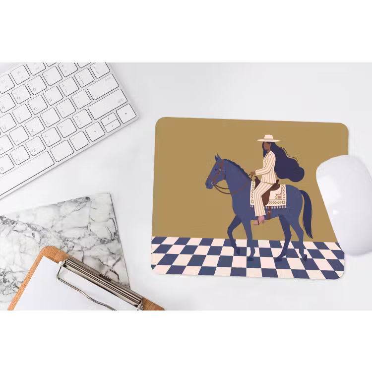 Vrouw - Paard - Rijden - Modern - Abstract muismat rubber klein -witbureau
