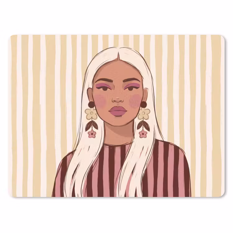 Vrouw - Portret - Illustratie - Modern - Roze muismat rubber klein -3d