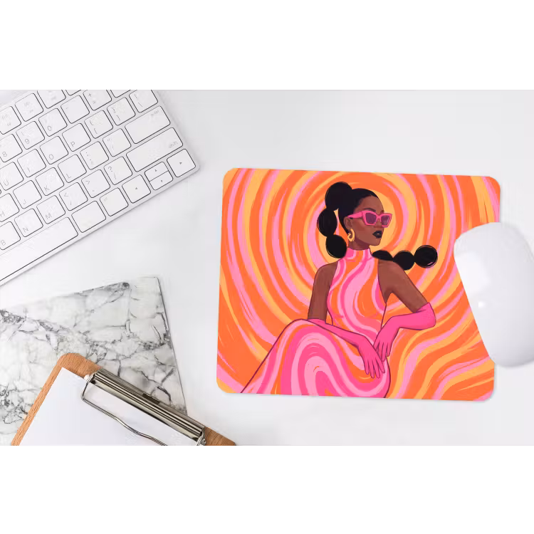 Vrouw - Portret - Kunst - Abstract - Roze muismat rubber klein -witbureau