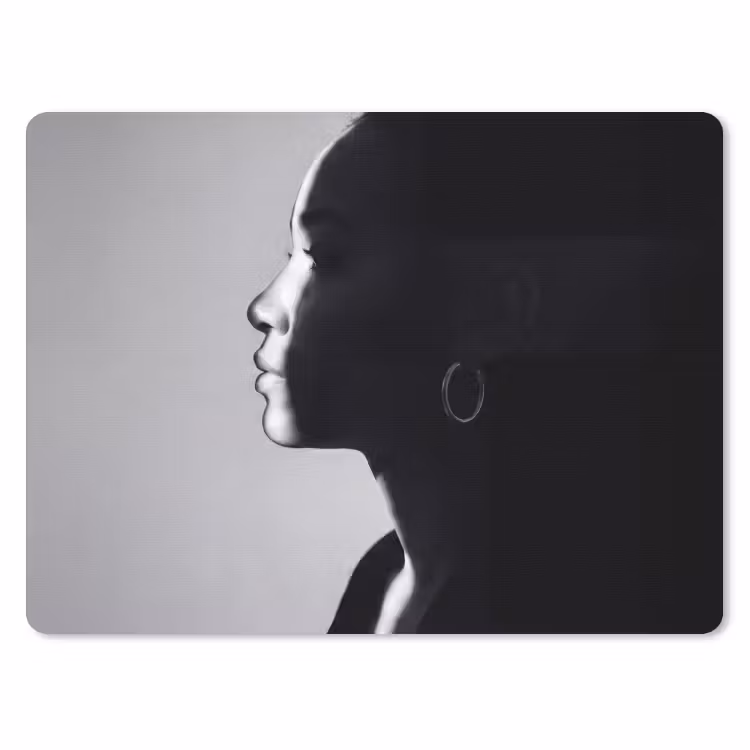 Vrouw - Profiel - Mensen - Zwart-wit muismat rubber klein -3d
