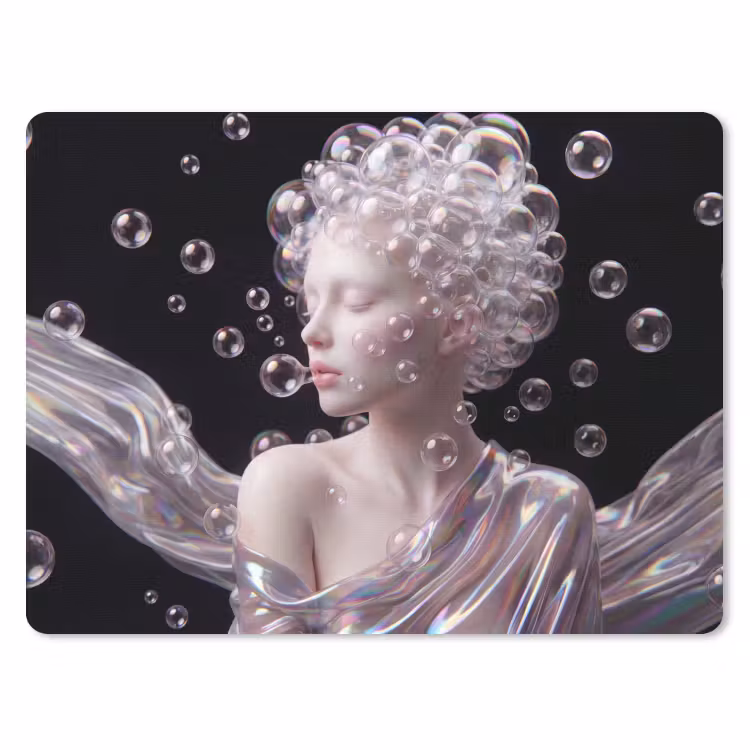 Vrouw - Bellen - Abstract - Kleurrijk muismat rubber klein -3d