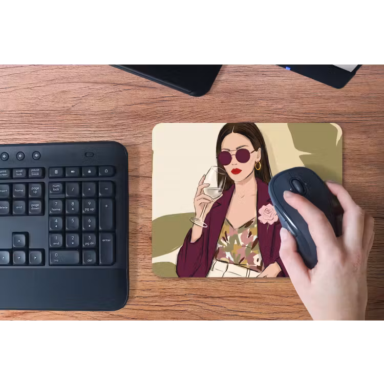 Vrouw - Wijn - Portret - Mode - Modern muismat rubber klein -toetsenbord