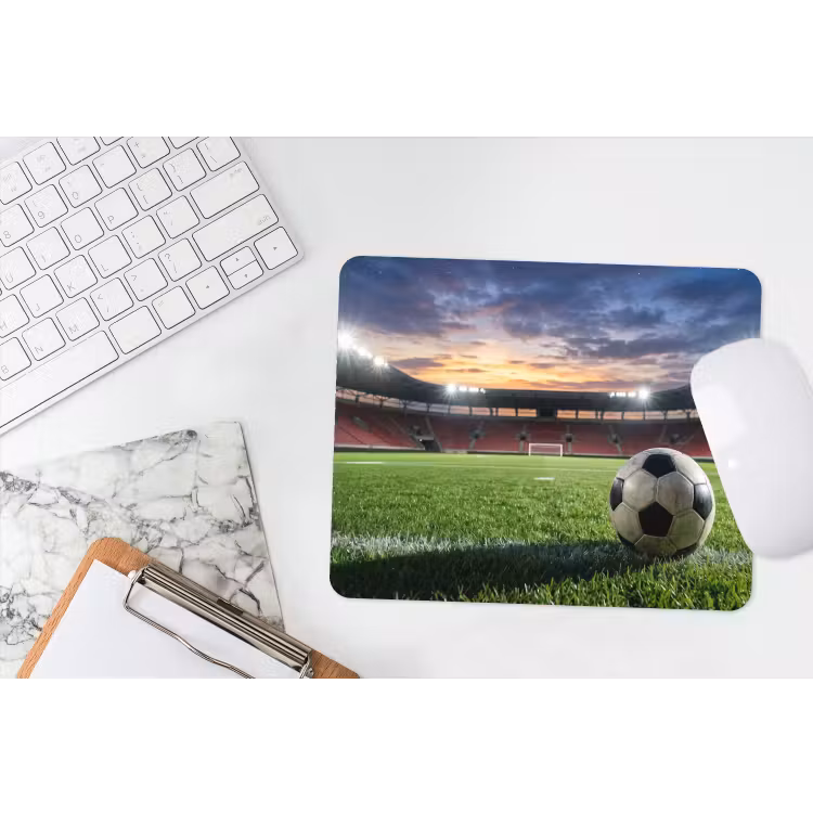 Voetbal - Stadion - Sport - Groen muismat rubber klein -witbureau