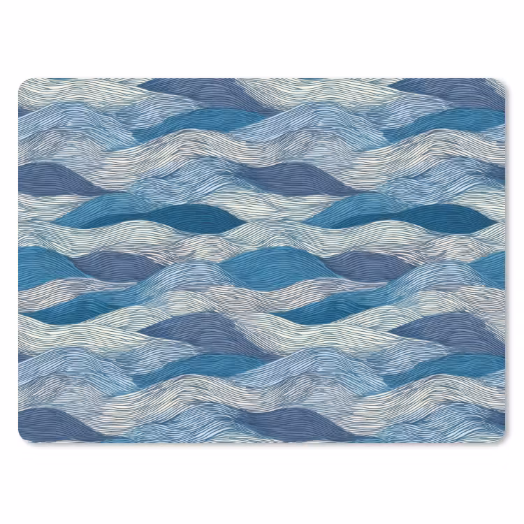Getekend - Blauw - Wit - Golvend - Streepjes muismat rubber klein 262 -3d
