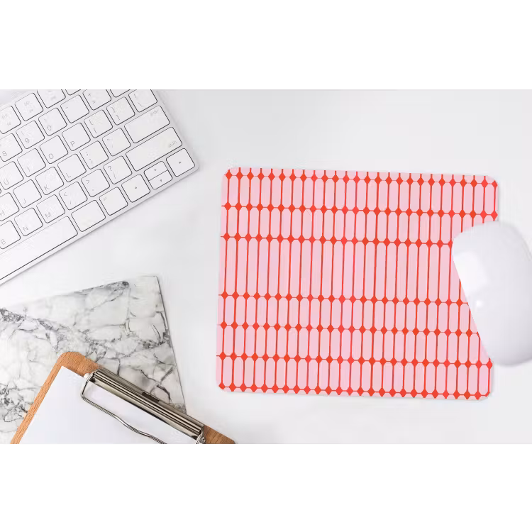 Geometrisch - Minimalistisch - Rood - Roze muismat rubber klein 262 -witbureau