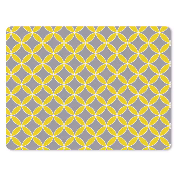 Geometrisch - Cirkels - Modern - Grijs - Geel muismat rubber klein 262 -3d