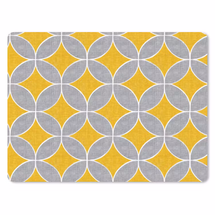 Geometrisch - Cirkels - Textuur - Grijs - Geel muismat rubber klein 262 -3d