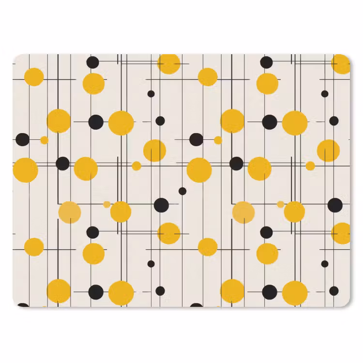 Geometrisch - Retro - Lijnen - Okergeel - Zwart muismat rubber klein 262 -3d