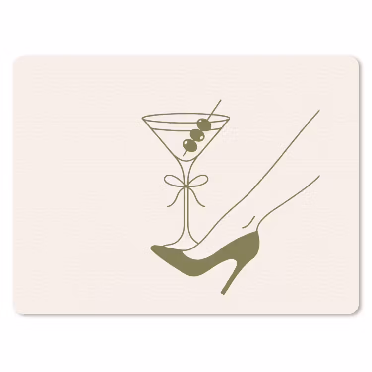 Drank - Martini - Hoge hak - Mode - Groen muismat rubber klein -3d