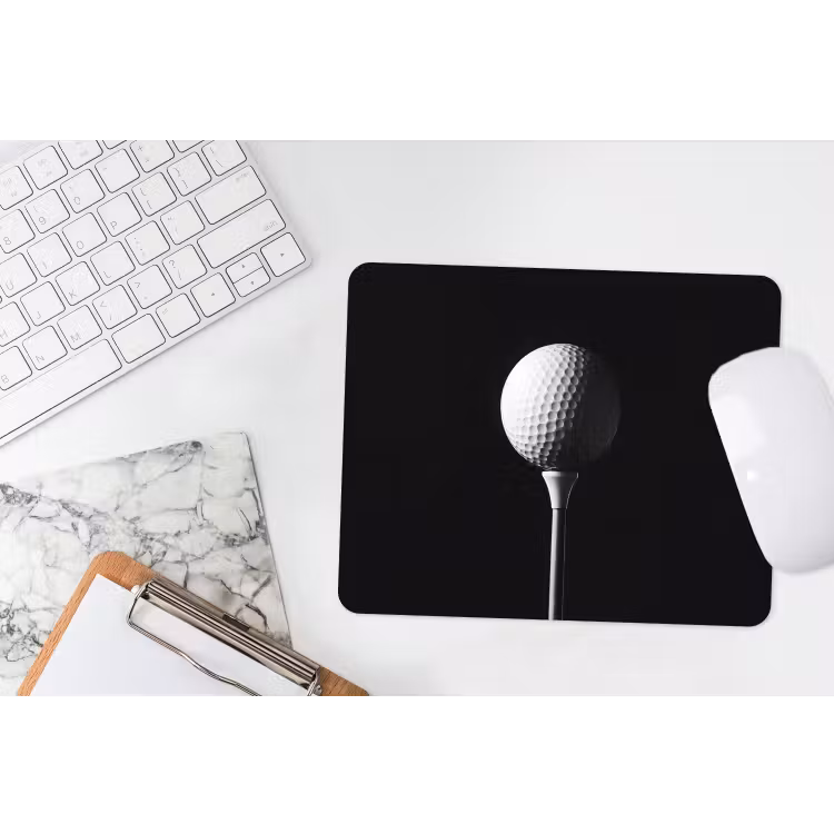 Golfbal - Minimalistisch - Wit muismat rubber klein -witbureau