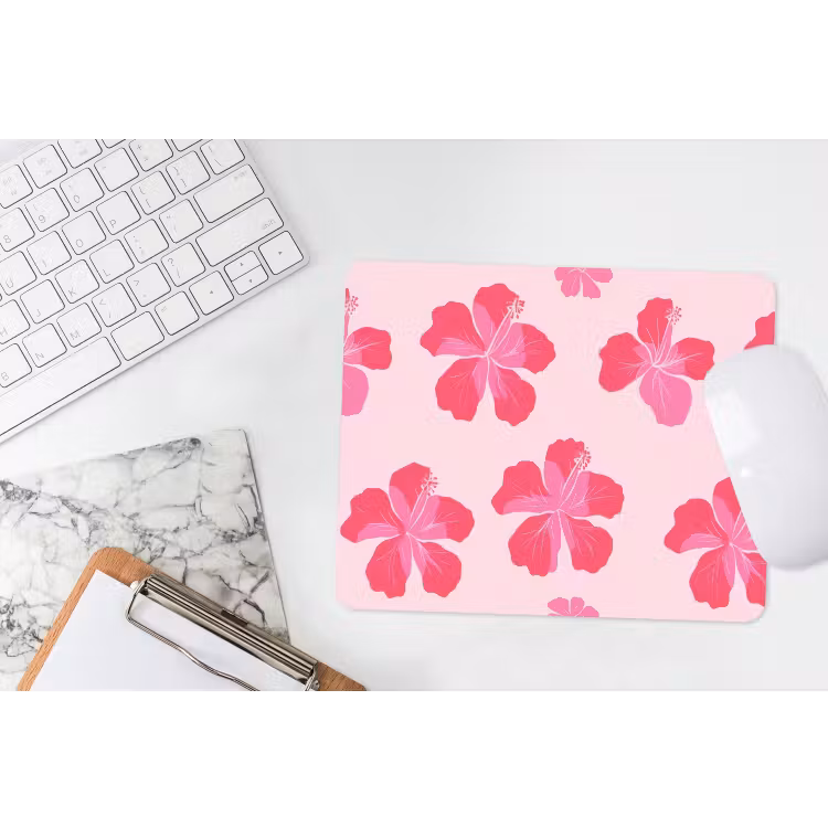Hibiscus - Bloemen - Roze muismat rubber klein 262 -witbureau