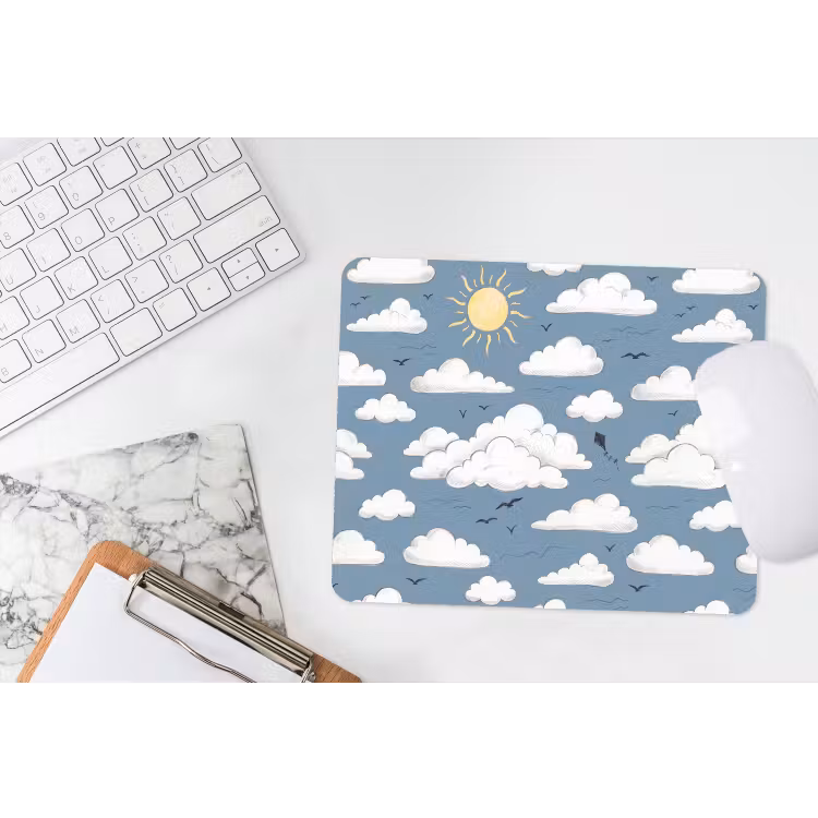 Lucht - Zon - Wolken - Natuur - Blauw muismat rubber klein -witbureau