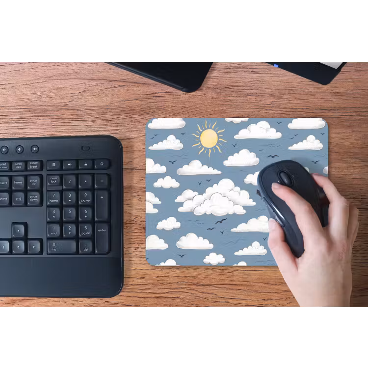 Lucht - Zon - Wolken - Natuur - Blauw muismat rubber klein -toetsenbord