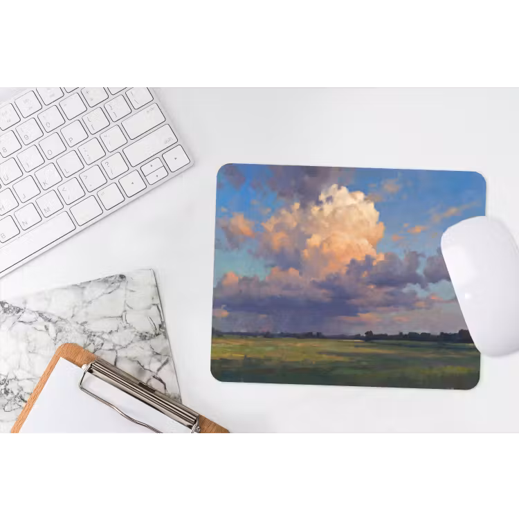 Lucht - Wolken - Landschap - Modern - Oranje muismat rubber klein -witbureau