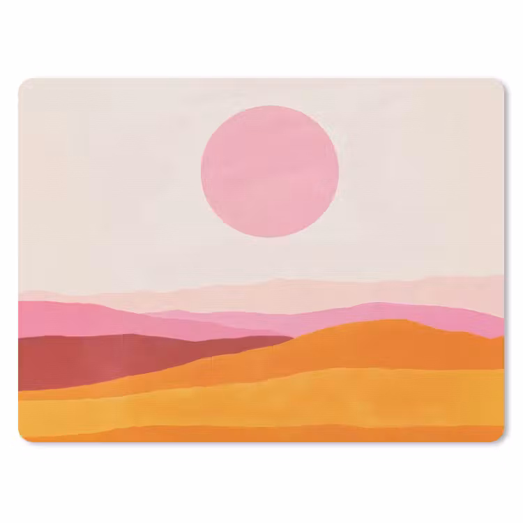 Heuvels - Oranje - Zon - Abstract muismat rubber klein -3d