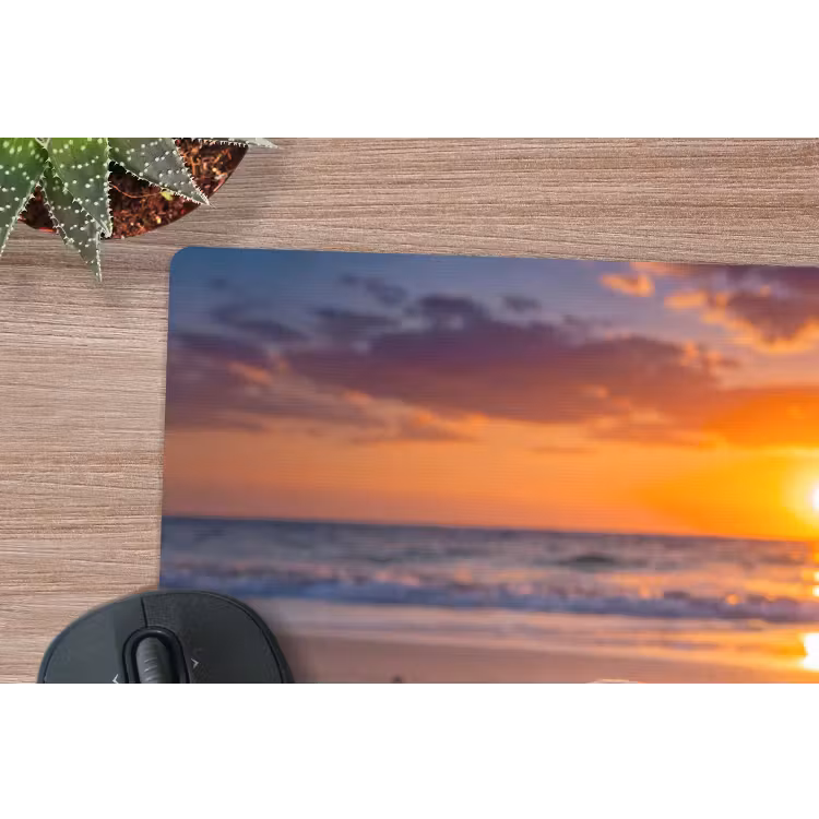 Kreeft - Strand - Natuur - Zonsondergang - Oranje muismat rubber klein -closeup