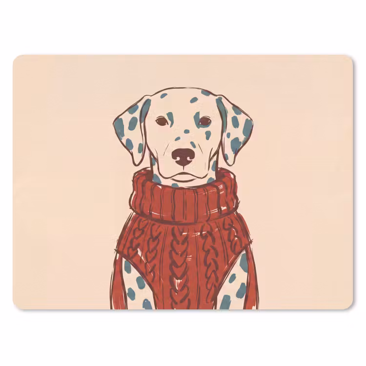 Hond - Trui - Winter - Dieren - Rood muismat rubber klein -3d