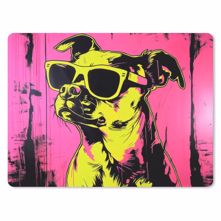 Hond - Zonnebril - Roze - Art muismat rubber klein -3d