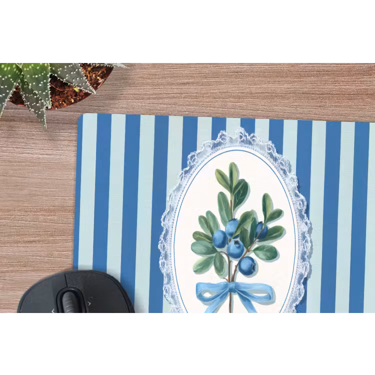 Illustratie - Bessen - Blauw - Strepen muismat rubber klein -closeup
