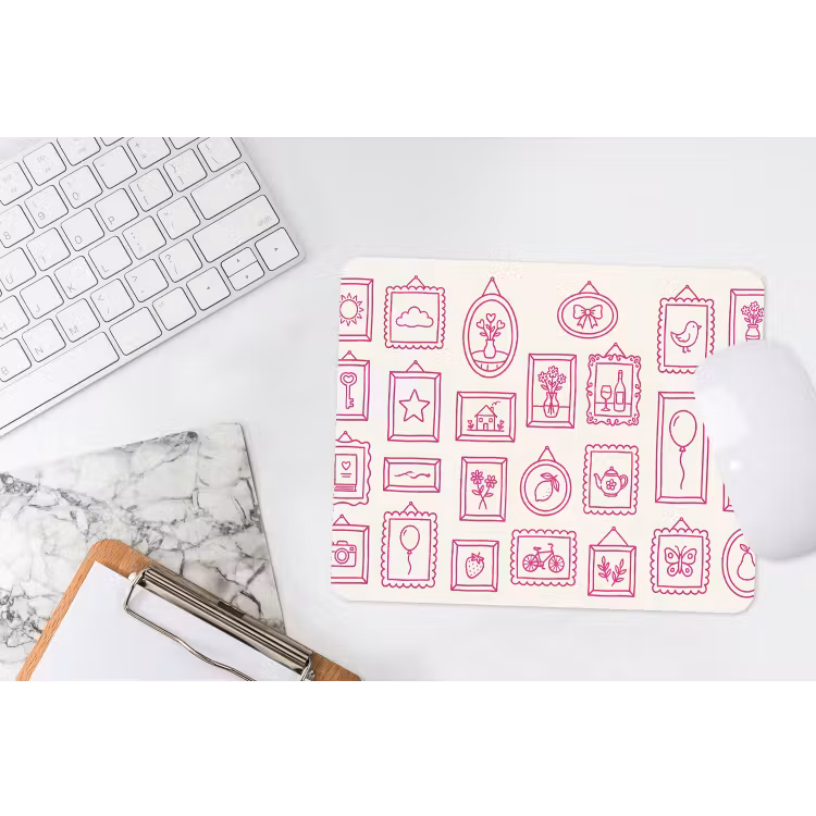 Illustratie - Collectie - Kunst - Minimalistisch - Roze muismat rubber klein -witbureau